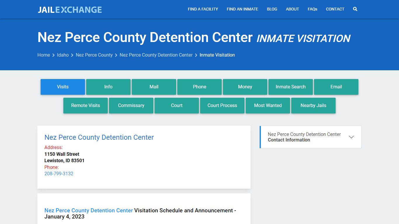 Inmate Visitation - Nez Perce County Detention Center, ID - Jail Exchange